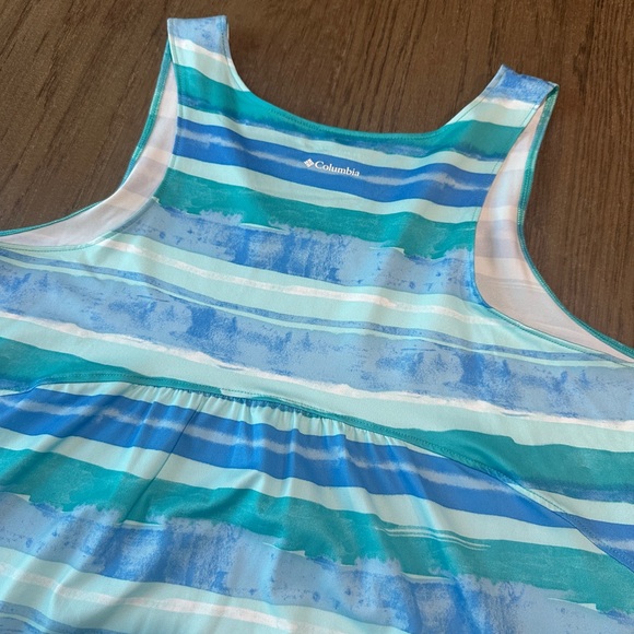 Columbia Women’s Tank Top Omni Shade, Omni Wick Size Medium Blue Green Print - Picture 5 of 8